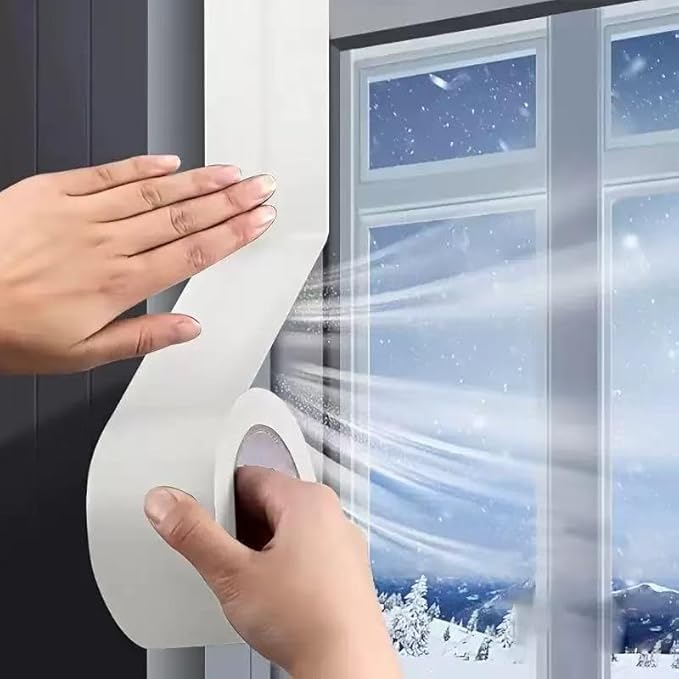 Window Weather Sealing Tape, No Residual Insulation Tape - Weather Stripping Draft Seal Tape for Doors, AC (White 2IN*66FT)