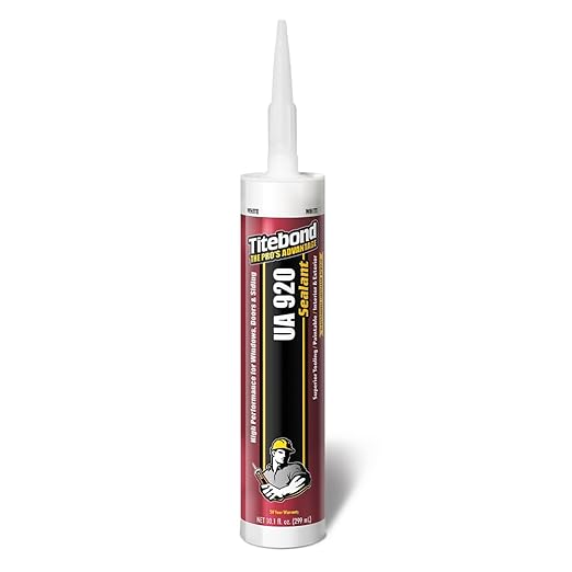 Titebond UA 920 Sealant, Clear – Urethane Acrylic Elastomeric Caulk, Crackproof & Flexible, UV Resistant, Paintable in 1 Hour, Interior & Exterior Use – 10.1 Oz, 87151