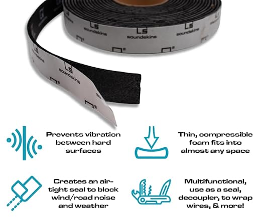 Soundskins Silent Insulation Strip Sound Deadening Closed Cell Acoustic Foam Tape SSK-Strip Rubber Closed Cell Foam (3/4" x 17 ft)