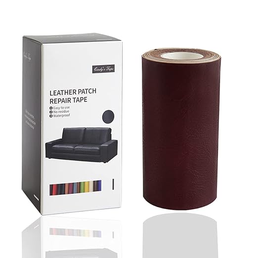 Leather Repair Tape kit Self Adhesive Patch Heavy Duty,Retro Claret 4x60 inch for Couch, Sofa,Car Seat, Handbag, Furniture,Drivers Seat,Jackets,Computer Chair First Aid Vinyl Repair kit