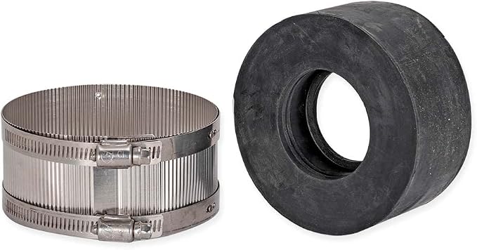 Eastman 4 Inch x 2 Inch No-Hub Coupling with Stainless Steel Clamps, 43419