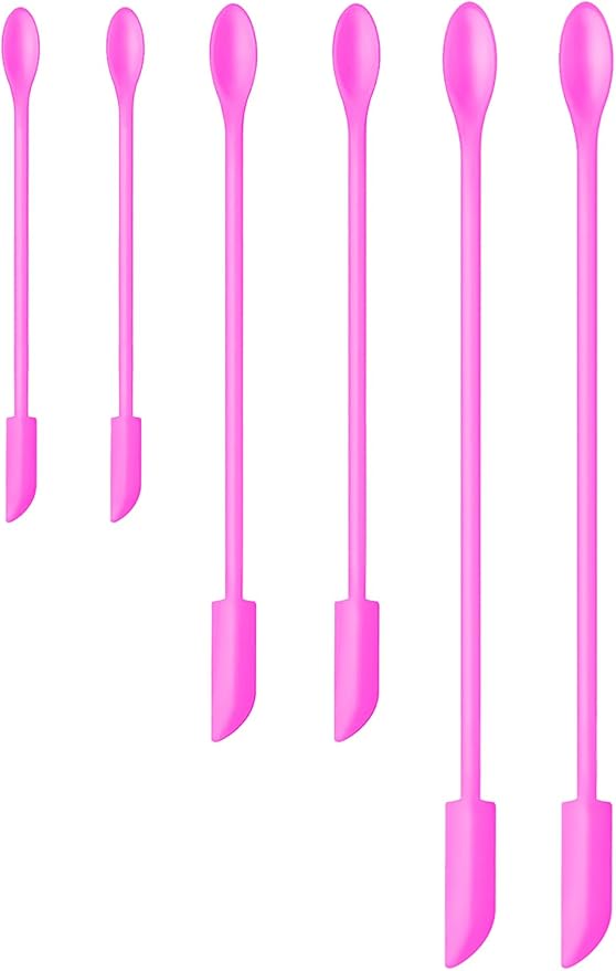 Silicone Spatula Set (6Pcs) - Mini Scraper Tool for Beauty & Food - Reach Every Last Drop, Multi-Size Spatulas for Makeup Jars, Lotion Bottles & Kitchen Containers (Pink)
