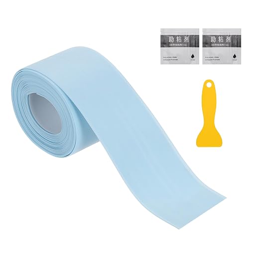 uxcell Caulk Tape Waterproof, 1.5 Inch x 10.5 ft Self-Adhesive Sealant Sealing Strip Caulking Sealant Tape PVC with Tool for Kitchen Sink Toilet Bathroom Bathtub Floor, Blue