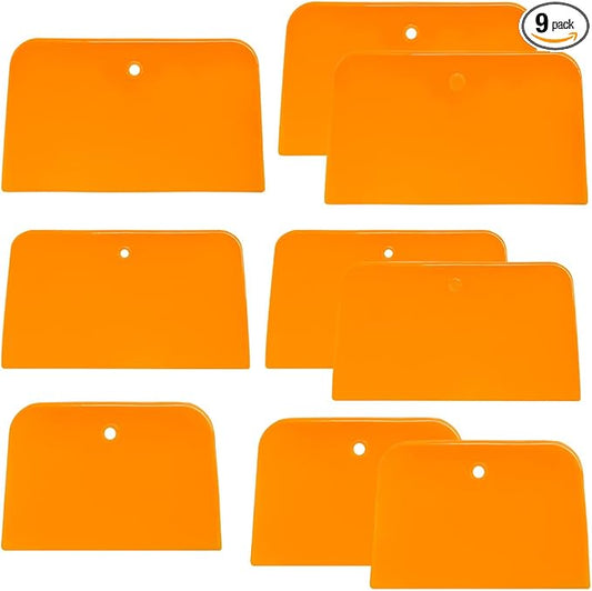 9 PCS Body Filler Spreaders, 4, 5, 6 Inch Reusable Auto Body Fillers Plastic Spreader, Automotive Body Filler Spreader for Applying Fillers Paint Repairs Putties Glazes Caulks
