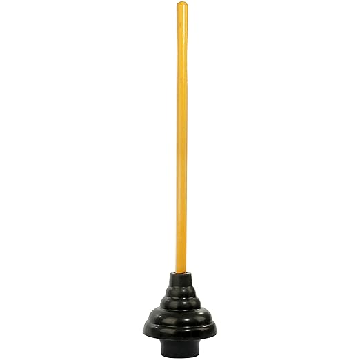 LDR 512 3410A Heavy Duty Drain Handle Double Thrust Rubber Force Cup Removes Clogs for Bathrooms, Kitchens, Baths, Showers, Powerful Commercial and Residential, 26.40"X5.35", Wood Flange Plunger