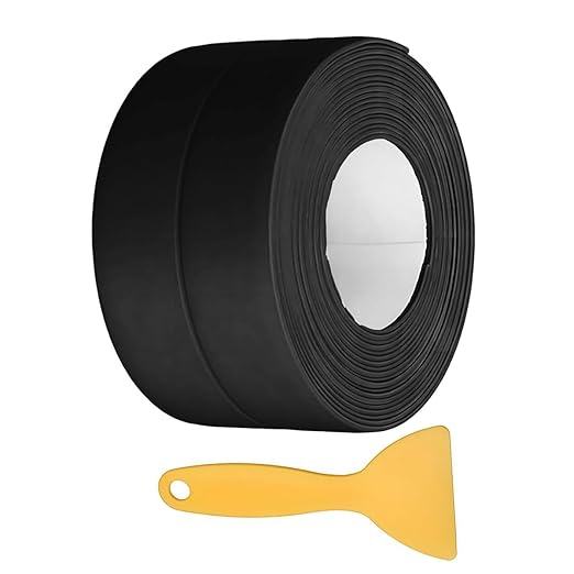 Caulk Strip Waterproof and Oil-Proof Caulking Sealing Tape for Cooktop Self Adhesive Caulk Tape for Sink Toilet Bathroom Wall Edge Bathtub Caulk Strip Tape (Black （W1.5inch X 197inch）)