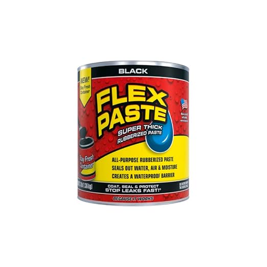 Flex Paste, Waterproof Paintable Putty, Spackle Sealant, Fill Gaps Cracks Holes - Block Out Water and Air - UV Resistant - Walls, Drywall, EPDM, Concrete, Roof, RV Repairs, Black, Quart