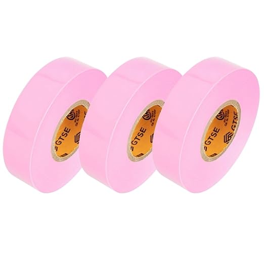 GTSE Pink Electrical Tape, 3 Rolls – Waterproof, Industrial Grade Vinyl, 3/4 in x 66ft– Strong Self-Adhesive PVC Electric Tape for Wire Insulation, 7 Mil, 600V – UL/CSA Listed