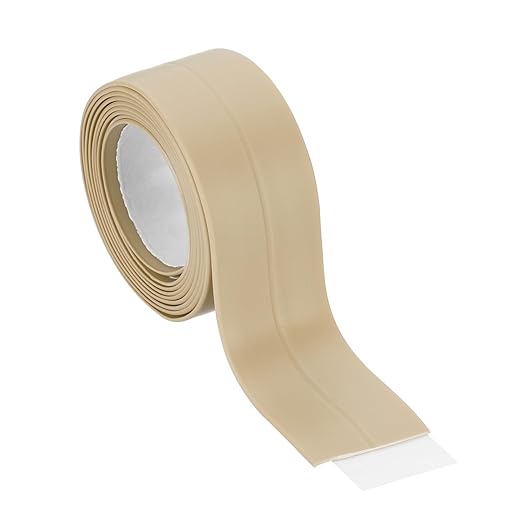 PATIKIL 1" x 3.3 ft Caulk Tape, Caulk Strips PVC Self Adhesive Caulking Tape Waterproof Edge Protectors for Bathroom Accessories Kitchen Countertop, Beige
