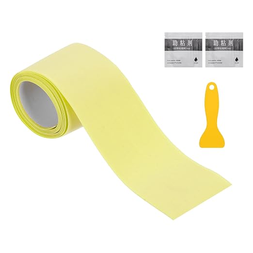 uxcell Caulk Tape Waterproof, 1.5 Inch x 4.92 ft Self-Adhesive Sealant Sealing Strip Caulking Sealant Tape PVC with Tool for Kitchen Sink Toilet Bathroom Bathtub Floor, Beige