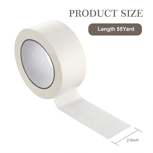 2 Inch Beige White Wide Masking Tape, 2 Inch X 55 Yard | Beige White Painters Tape