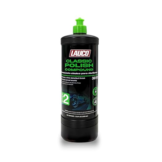 LAUCO Step 2 Fine Polish Compound – 32oz, Professional Swirl Mark & Scratch Remover for Automotive Paint, Silicone-Free, Clear Coat Safe Polishing Compound for High-Gloss Finish, Body Shop 36102