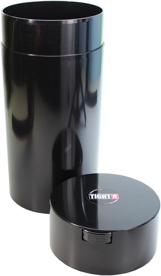 Tightvac 5 to 24 Ounces Airtight Storage Container - Multi-use Vacuum Seal for Coffee Beans, Grounds, Herbs, Tea, Spices and Dry Goods, Patented Airtight Container, Black