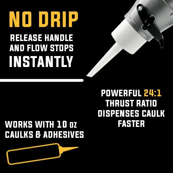 SILIGUN™ PRO Compact 24:1 Caulking Gun - No Drip Caulk Gun - Patent Design - Lightweight Aluminum Frame - Works with all 10 oz Tubes (SILIGUN PRO Scraper Kit)