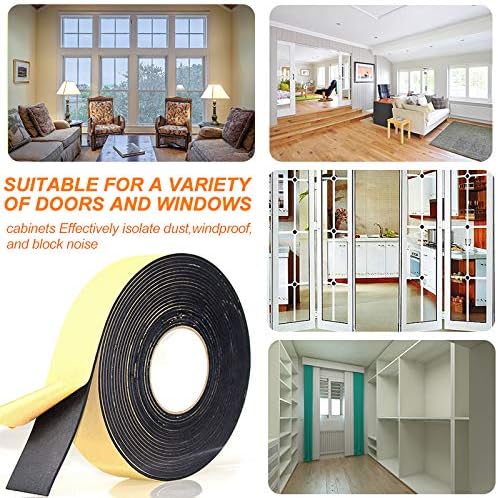 Foam Insulation Tape Adhesive High Density, Seal, Doors, Weatherstrip, Waterproof, Plumbing, HVAC, Windows, Pipes, Cooling, Air Conditioning, Weather Stripping, Craft Tape (33 Ft- 1/8" x 2")