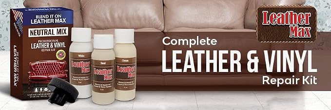 Leather Max Quick Blend Refinish and Repair Kit, Restore Couches, Recolor Furniture & Repair Car Seats, Jackets, Sofa, Boots / 3 Color Shades to Blend with/Leather Vinyl Bonded and More (Neutral Mix)