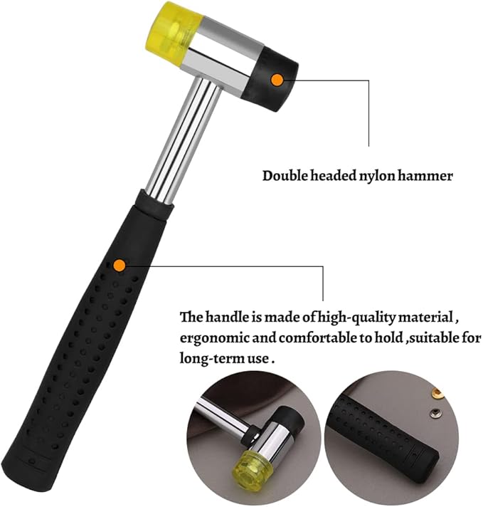 TLKKUE 240 Sets Rivets for Leather 3 Sizes Double Cap Rivets Tubular 4 Colors Leather Rivets with Rubber Hammer Fixing Tool Kit 4 Pieces for DIY Leather Craft Clothes Shoes Decoration and Repair