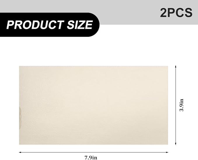 2PCS Car Leather Repair Patch Tape, 4 x 8 Inch Self Adhesive Portable Vehicle Seat Vinyl Repairs Kit, Automotive Interior Furniture Restoration Kit, Universal for SUV RV Truck (Beige)