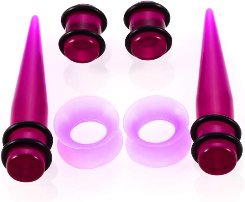 JieyueJewelry 50/54 Pieces Ear Stretching Kit 14G-00G Acrylic Tapers and Plugs + Silicone Tunnels - Ear Gauges Expander Set Body Piercing Jewelry