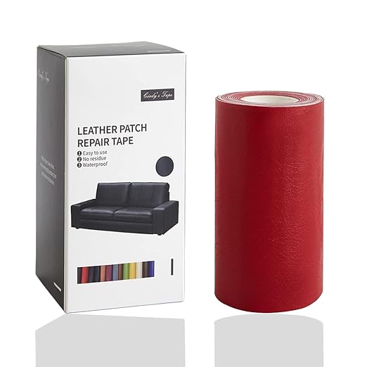 Leather Repair Tape Patch kit Retro Red Heavy Duty,4 x 60 inch Self Adhesive Patch for Couch,Sofa, Car Seat,Handbag,Furniture,Drivers Seat,Jacket,Computer Chair First Aid Vinyl Repair kit