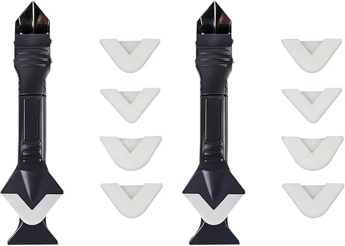 2 Pack 3-IN-1 Caulk Tool for Removal and Application, for Bathroom, Kitchen, Flooring, Windows, Sinks and Frames Seal