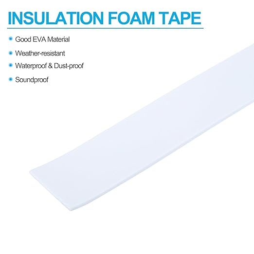 PATIKIL 2"W x 1/8"T x 16.4Ft EVA Single Sided Foam Tape, 2Pcs Multipurpose Sealing Strip Foam Waterproof Weather Stripping Foam Sealing Foam Strips with Adhesive for Door, White