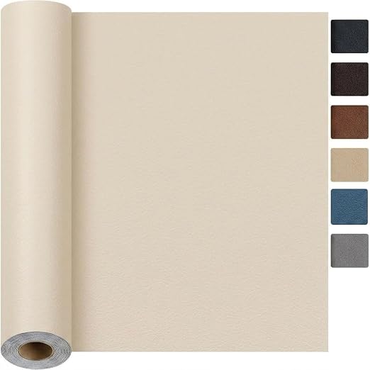 Qextce Leather Repair Patch Tape, Beige, 17x100 Inch | Self-Adhesive, Waterproof, Wear Heat Resistant, For Furniture, Car Seat, Sofa, Couch, Luggage