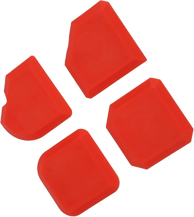 4 PCS Caulking Tool Kit, Silicone Tool, Caulk Smoothing Tool, for Kitchen Bathroom Floor Window Sealant Sealing Sink Joint, Red