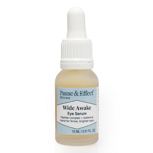 Pause & Effect Eye Serum for Menopausal Puffiness and Dark Circles, Lightweight Peptide and Ceramide Eye Treatment with Genistein and Centella for Hydration and Smoothing