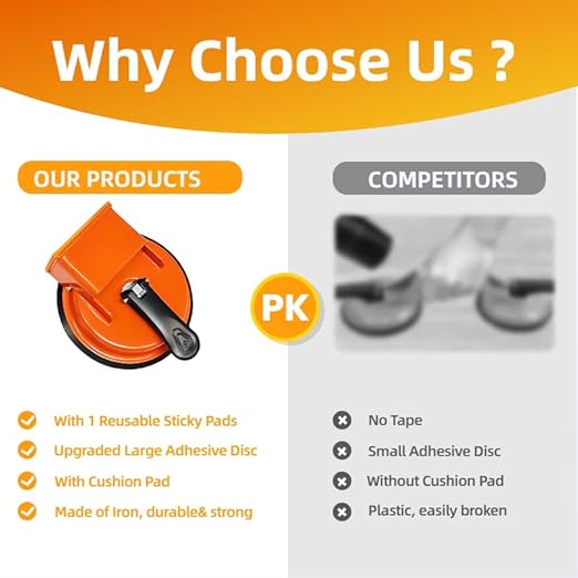 Floor Gap Fixer Tool, Heavy Duty Carbon Steel Suction Cup Repair Tool with Rubber Pad for Laminate, Wood, Vinyl, Tile Flooring, Setter to Close Unsightly Seams & Level Floating Planks