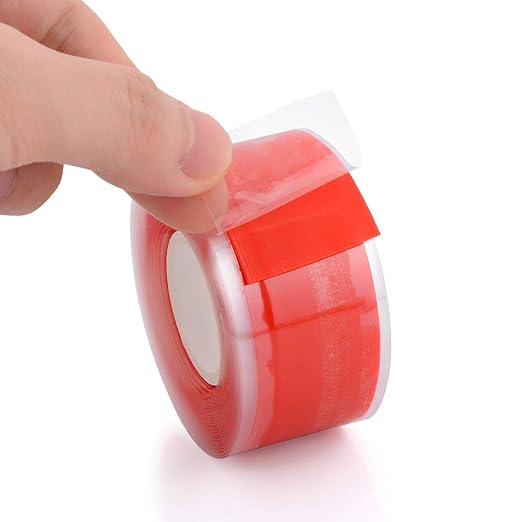 Self-Fusing Silicone Fusional Repair Tape - Self-Adhesive for Leak Seal Repair - Electrical Insulation - Heat Resist & Waterproof - Airtight - Multi-Purpose Soft Rubber Strip - 3m x 25mm x 0.5mm - Red