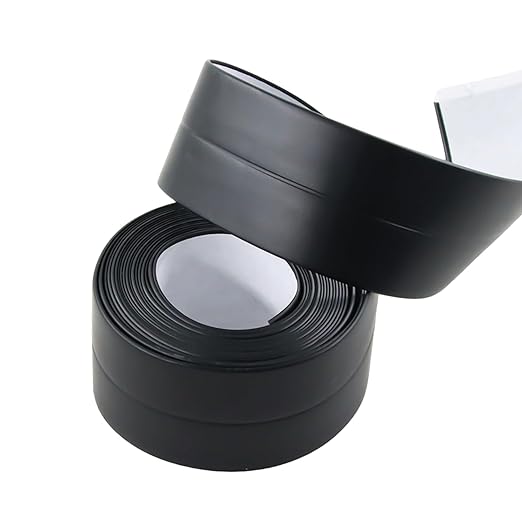 3 Rolls Sealing Caulk Tape Self Adhesive, Waterproof Caulking Tapes Sealant Strip for Bathroom Toilet Kitchen Countertop Black