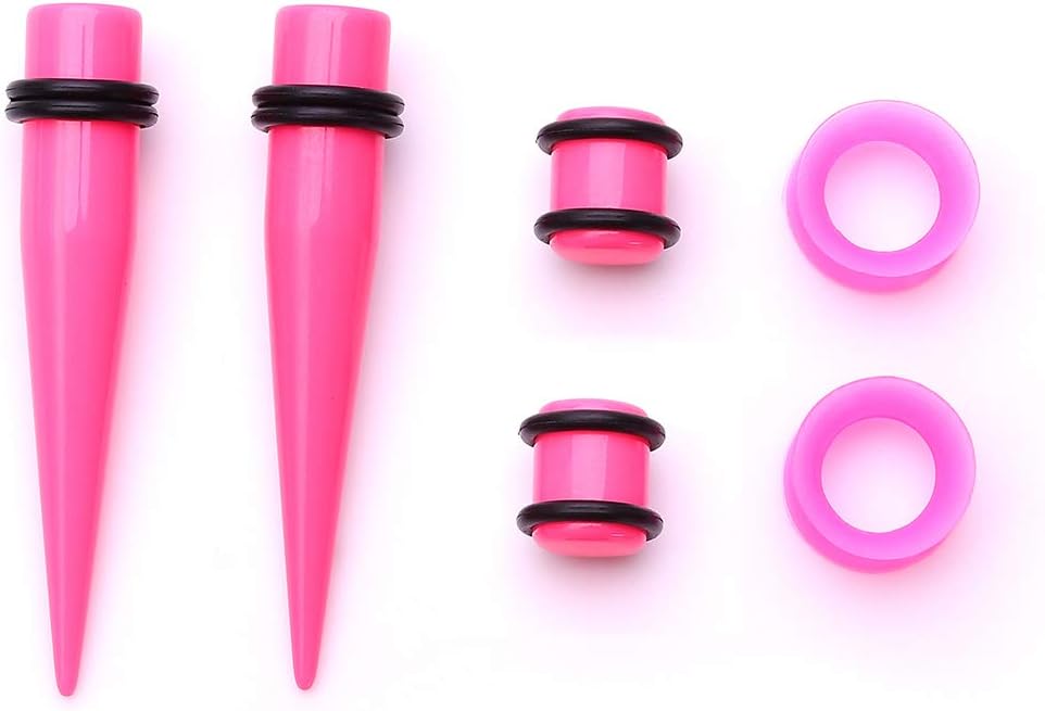 JieyueJewelry 50/54 Pieces Ear Stretching Kit 14G-00G Acrylic Tapers and Plugs + Silicone Tunnels - Ear Gauges Expander Set Body Piercing Jewelry