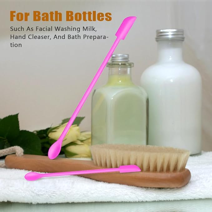 Silicone Spatula Set (6Pcs) - Mini Scraper Tool for Beauty & Food - Reach Every Last Drop, Multi-Size Spatulas for Makeup Jars, Lotion Bottles & Kitchen Containers (Pink)