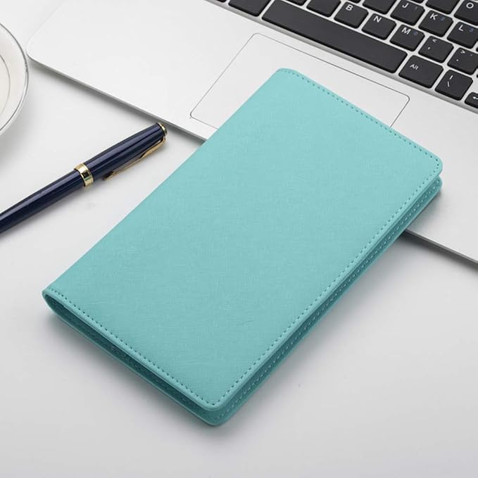Sooez Leather Professional Business Card Book Holder Organizer, 240 Capacity Credit Card Booklet, PU Name Cards Holder Storage File for Men Women, 7.7"x 4.5" x 0.7", Mint Green