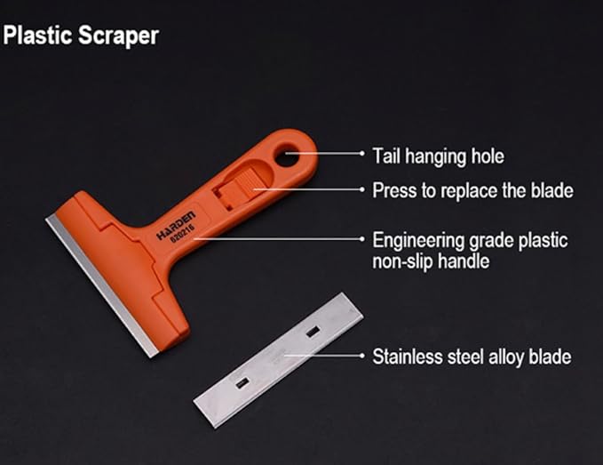Edward Tools Razor Blade Scraper Tool with Replacement Blades - Scraper for Glass Top Stove, Cleaning Kitchen, Remove Stickers, Caulk, Clean Tile, Windshield - Quick Blade Change - Steel Alloy Blade