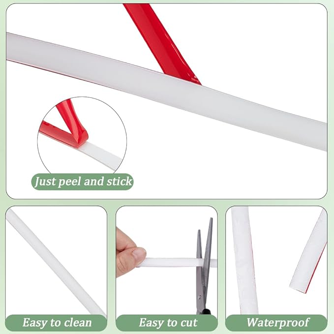 GORGECRAFT 6.56 Yard Caulk Strip 0.4 Inch Self Adhesive White Waterproof Caulking Strip Peel and Stick Tape Roll Bathroom Corner Ceramic Tile Caulking Gap Tape for Stove Sink Toilet Bathtub Wall