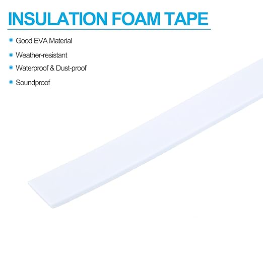 PATIKIL 3/4" W x 1/8" T x 16.4Ft EVA Single Sided Foam Tape, 2Pcs Multipurpose Sealing Strip Foam Waterproof Weather Stripping Foam Sealing Foam Strips with Adhesive for Door, White