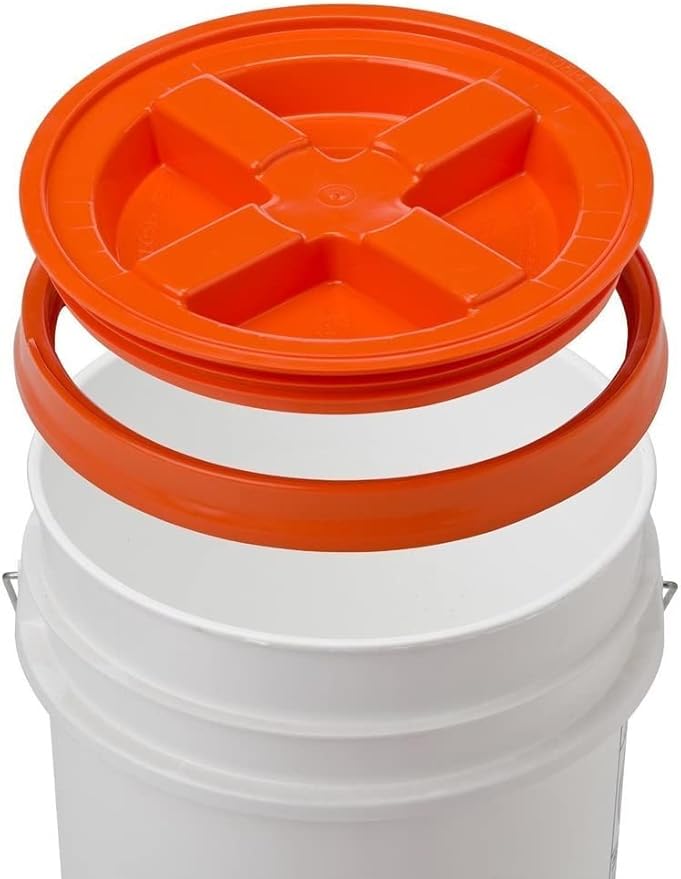 Gamma2 Gamma Seal Lid for Utility Buckets - Fits 3.5, 5, 6 & 7 gallon buckets, Orange, Made in USA