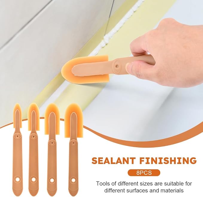 8 PCS Rubber Caulking Spatulas Tool, Reusable Sealant Spatula Spreader 4 Sizes, Finishing & Smoothing Caulk Tool Set, Caulking Remover for Bathroom, Kitchen, Tile & Window