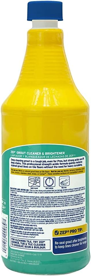 Zep Grout Cleaner and Brightener - 32 oz (Case of 12) ZU104632 - Make Grout Look New Again, Just Like Magic