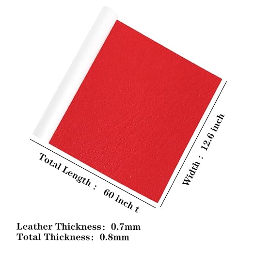 Leather Repair Patch Kit for Furniture 12.6 x 60 inch Red Waterproof Durable Leather Tape,Self-Adhesive Leather Patches for Couch, Sofa,Car Seat,Vinyl Chairs,Leather Articles,Fabric Fix Etc