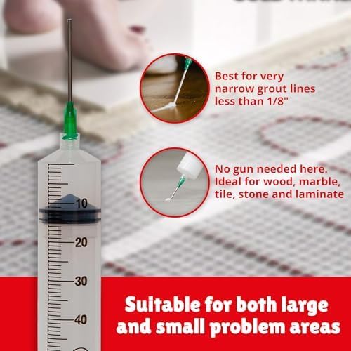 The Original Fix-A-Floor Loose Tile Repair Adhesive with Syringe - Tile, Porcelain, Ceramic, Marble, Stone & Wood Floor Repair Adhesive - Pack of 2