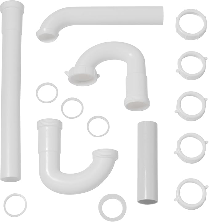 Waxman PlumbCraft 15-Piece Complete Bathroom Sink Drain Repair Kit 7027110N, Various Bathroom Sink Drain Pipes for Repairs to Problem Areas, Bathroom Sink Drain Assembly for Multiple Sink Pipe Options