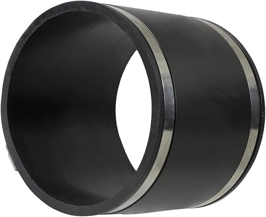 Supply Giant 6I4I Flexible PVC Coupling with Stainless Steel Clamps, 6.6" Inner Diameter for 6" Nominal Pipe, Black
