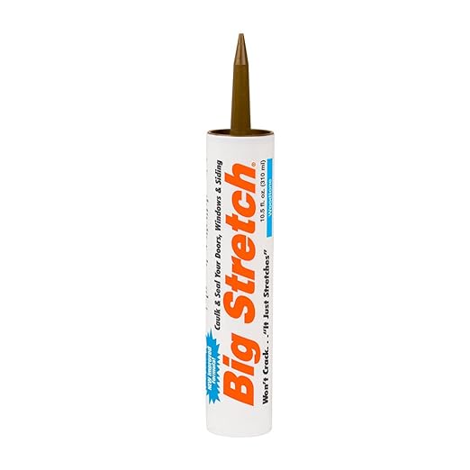 Sashco - 10018 Big Stretch Acrylic Latex High Performance Caulking Sealant, 10.5 oz Cartridge, Woodtone