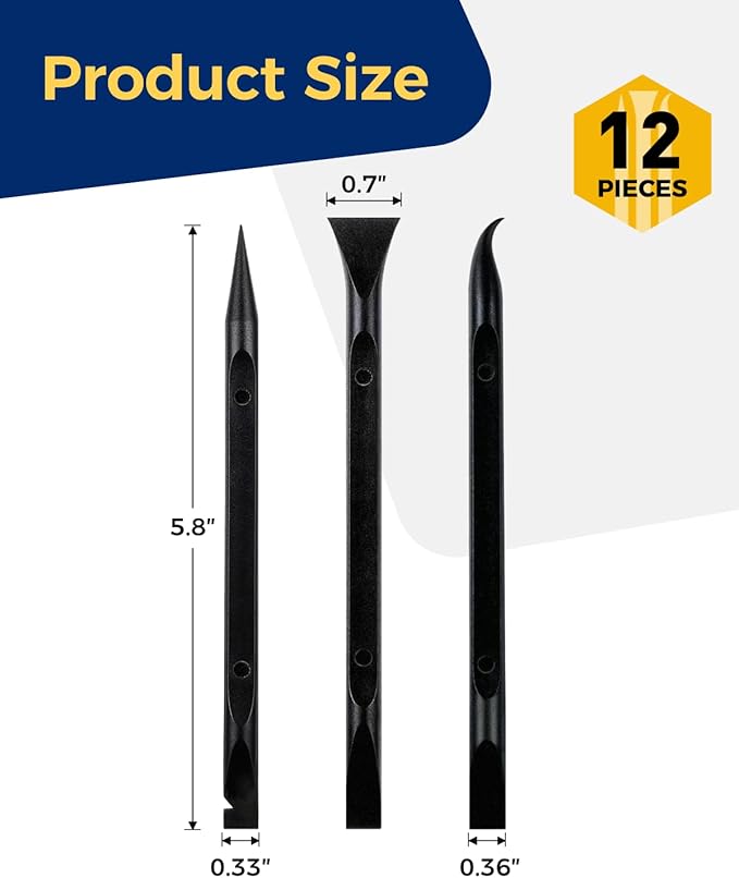 12Pcs Plastic Scraper Tool, Crevice Cleaning Tool, Non-Scratch Car Detailing Supplies for Cleaning, Versatile Label/Sticker Remover & Peeler Tool for Tight Spaces (Black-12Pcs)