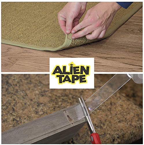 ALIEN TAPE Heavy Duty Double Sided Tape, Nano Tape, Feet Clear Adhesive Tape for Poster Photo Wall Decor As Seen on TV, (2 Rolls - 14 Feet)