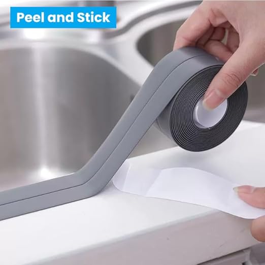Black Caulk Tape 2 Rolls Self Adhesive Waterproof Countertop Caulking Sealant Tape, Bathroom Caulk Strip for Countertop, Toilet, Bath Tub, Sink, Shower, Backsplash (Black,1.5" x10.5Ft)
