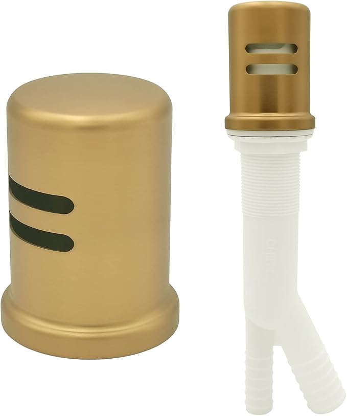 Dishwasher Air Gap Kits with Gold Dishwasher Air Gap Cover and Matching Escutcheon, Replacement air gap dishwasher,Solid Brass Air Gap Cap,Brushed Gold Finish